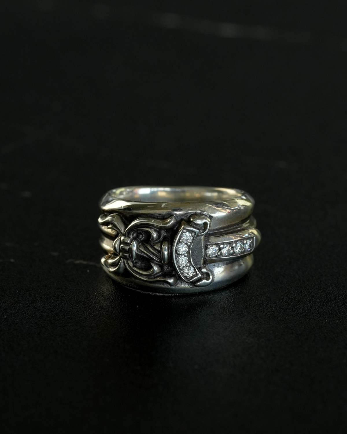 CHROME HEARTS Dagger Ring with Pave Diamonds
